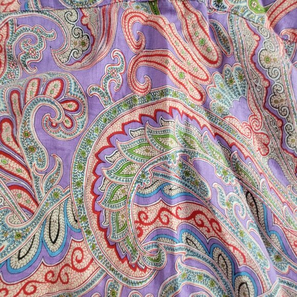 Lauren Ralph Lauren Women Paisley Linen Button-Up Blouse Shirt Large Multicolor - Picture 3 of 8